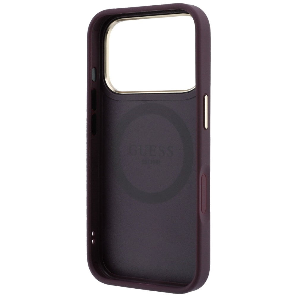 Custodia MagSafe per Apple iPhone 18 Pro Max / 17 Pro Max, Guess, Stripe Peony 4G, Vinaccia