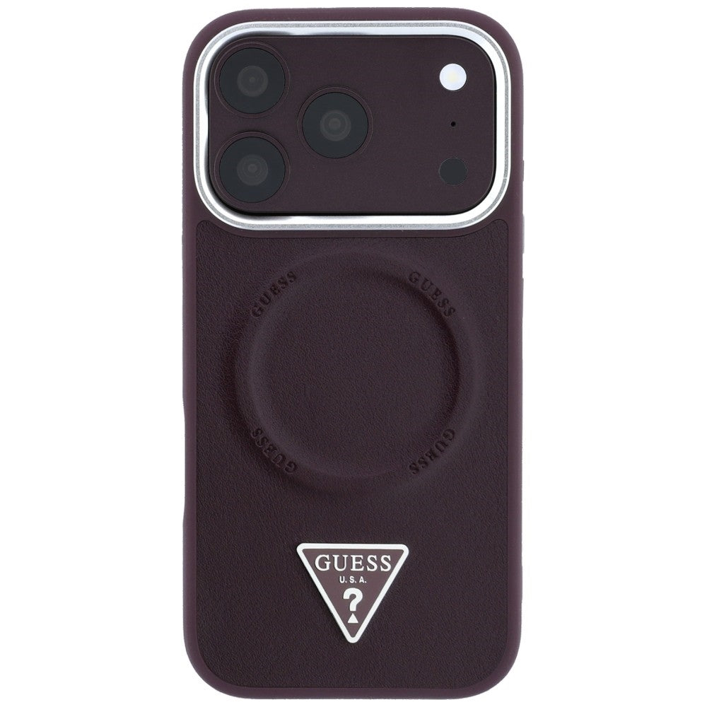 Custodia MagSafe per Apple iPhone 18 Pro Max / 17 Pro Max, Guess, Triangle Logo, bordeaux