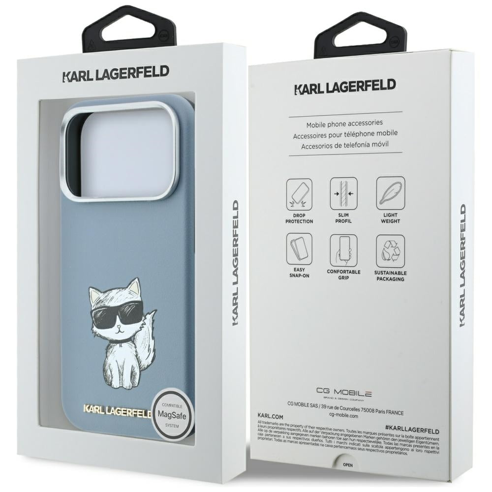 Custodia MagSafe per Apple iPhone 18 Pro Max / 17 Pro Max, Karl Lagerfeld, Choupette Sketch, Blu