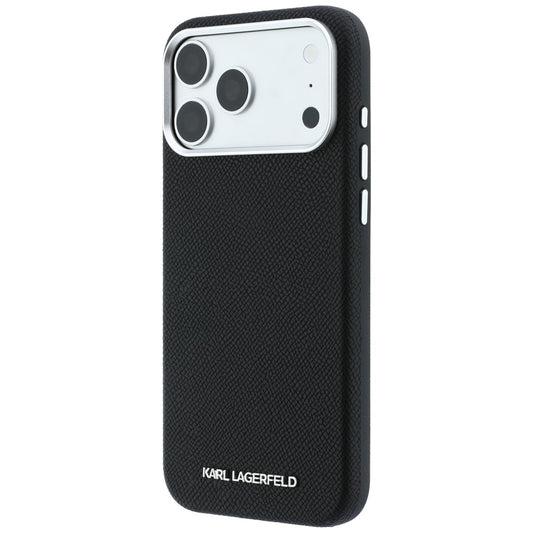 Custodia MagSafe per Apple iPhone 18 Pro Max / 17 Pro Max, Karl Lagerfeld, Logo Allungato Granulato, Nera