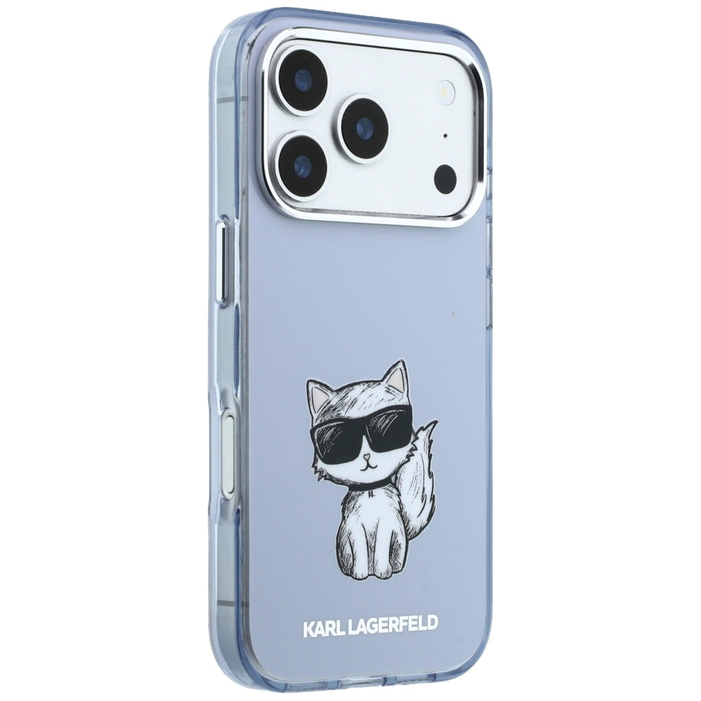 Custodia MagSafe per Apple iPhone 18 Pro Max / 17 Pro Max, Karl Lagerfeld, IML Choupette Body Sketch Print, Blu