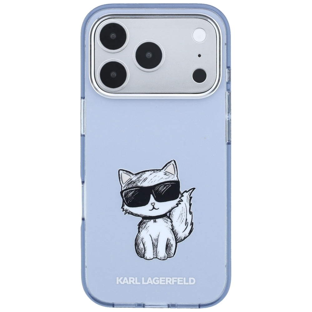 Custodia MagSafe per Apple iPhone 18 Pro Max / 17 Pro Max, Karl Lagerfeld, IML Choupette Body Sketch Print, Blu