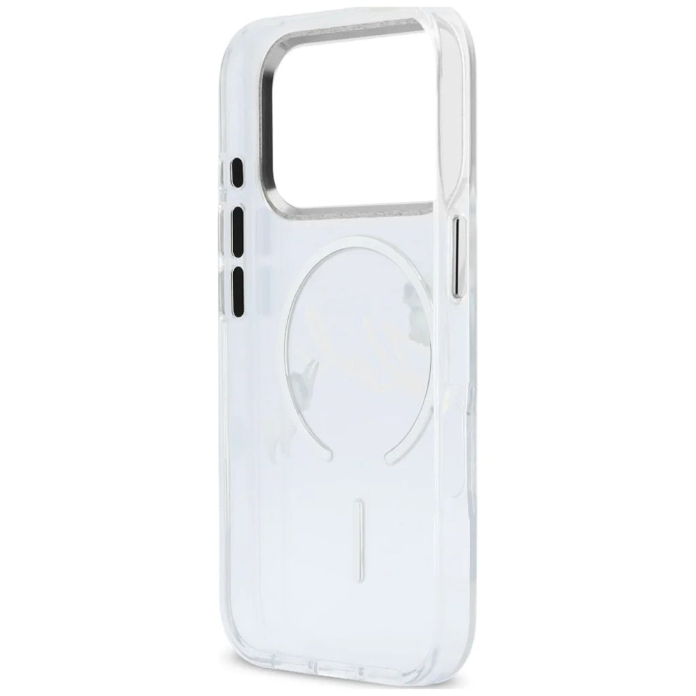 Custodia MagSafe per Apple iPhone 18 Pro Max / 17 Pro Max, Karl Lagerfeld, IML Choupette Karl Script Logo, Trasparente