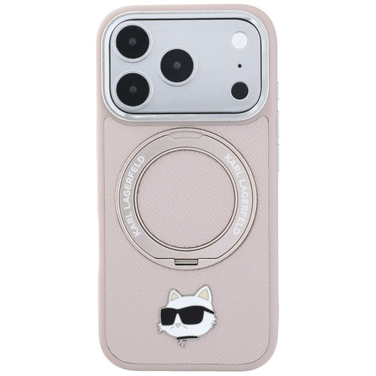 Custodia MagSafe per Apple iPhone 18 Pro Max / 17 Pro Max, Karl Lagerfeld, Ring Stand 360 Choupette Pin, rosa
