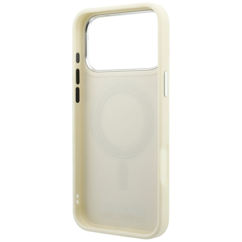 Custodia MagSafe per Apple iPhone 18 Pro Max / 17 Pro Max, Karl Lagerfeld, Ring Stand 360 Saffiano, Beige