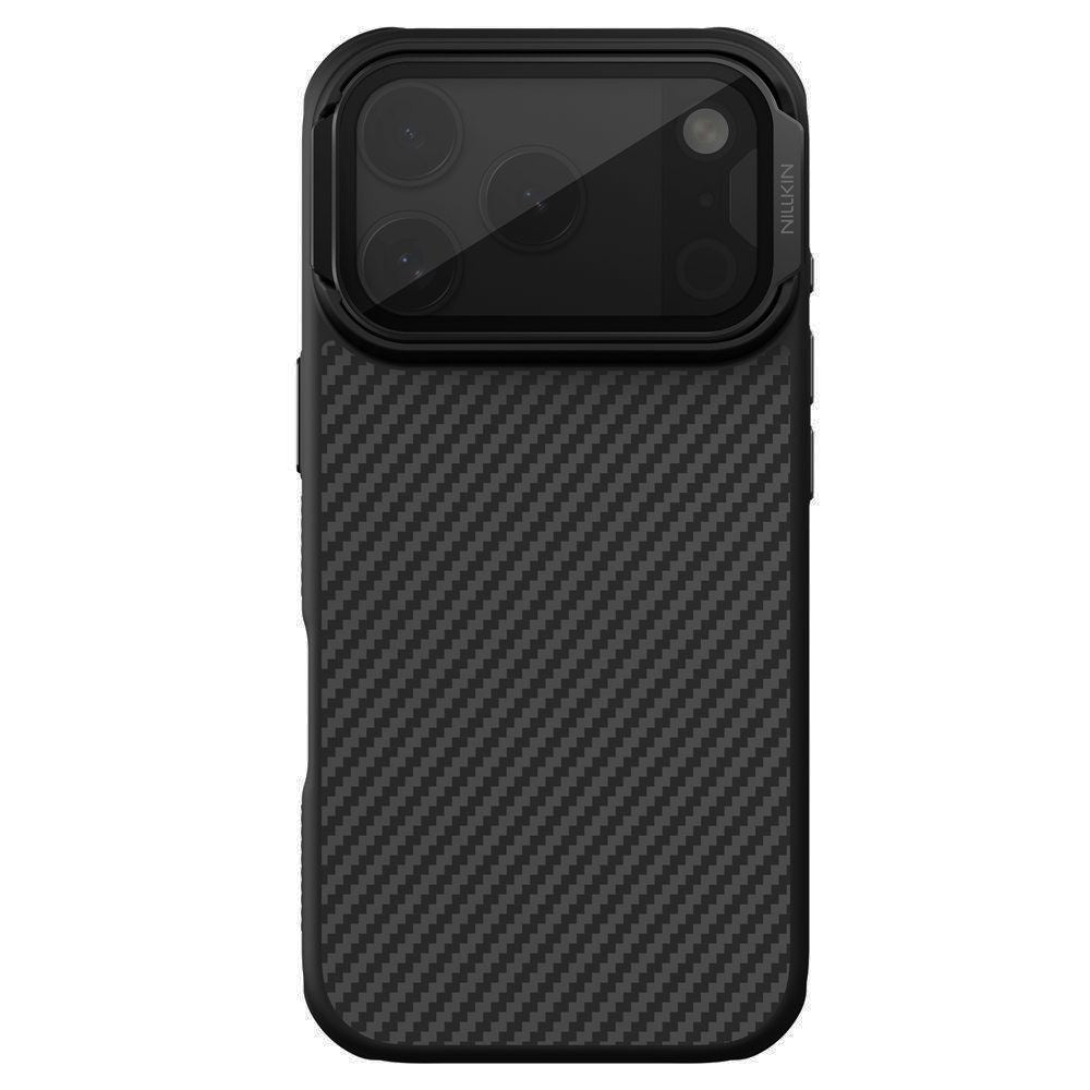 Custodia MagSafe per Apple iPhone 18 Pro Max / 17 Pro Max, Nillkin, CarboProp con copertura trasparente nera per lenti, Nera
