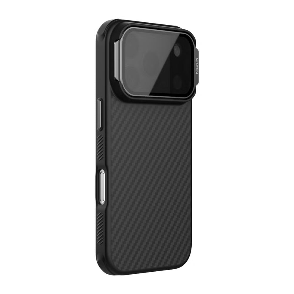 Custodia MagSafe per Apple iPhone 18 Pro Max / 17 Pro Max, Nillkin, CarboProp con copertura trasparente nera per lenti, Nera