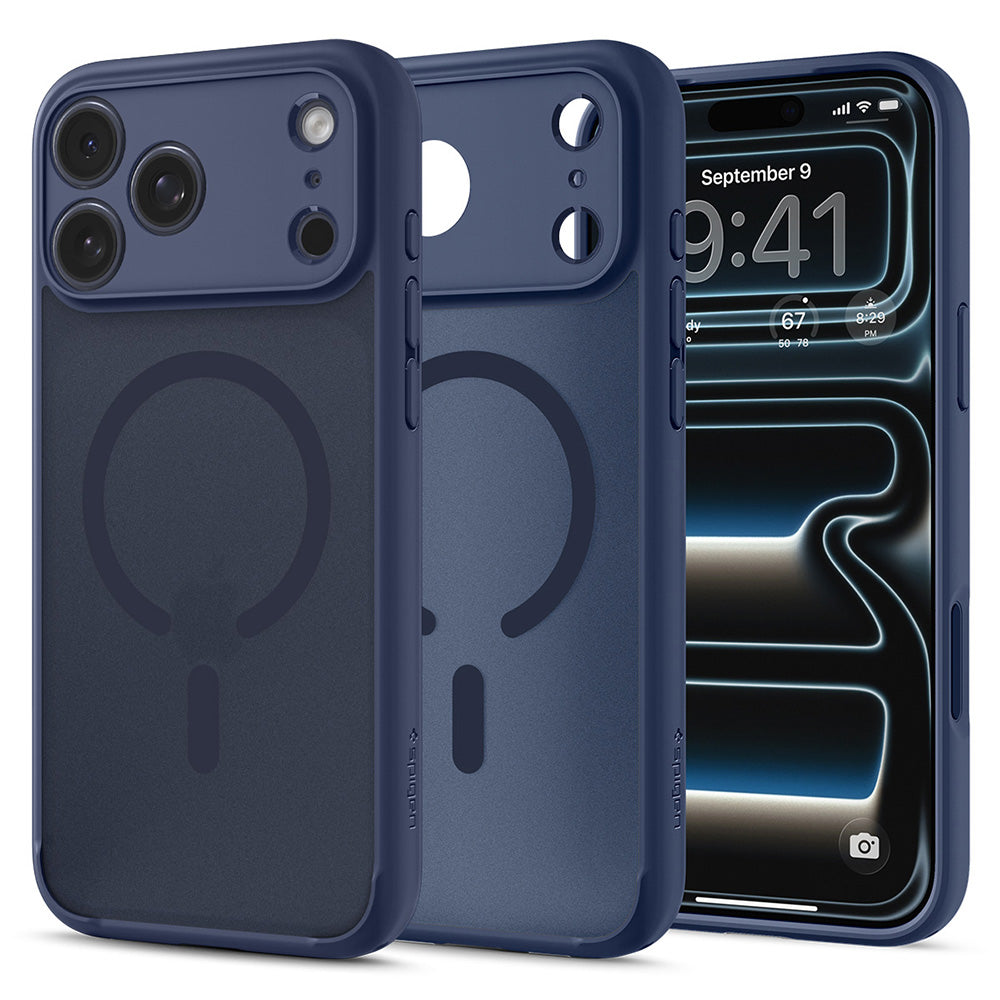 Custodia MagSafe per Apple iPhone 18 Pro Max / 17 Pro Max, Spigen, Ultra Hybrid, Blu Marino Satinato ACS11918