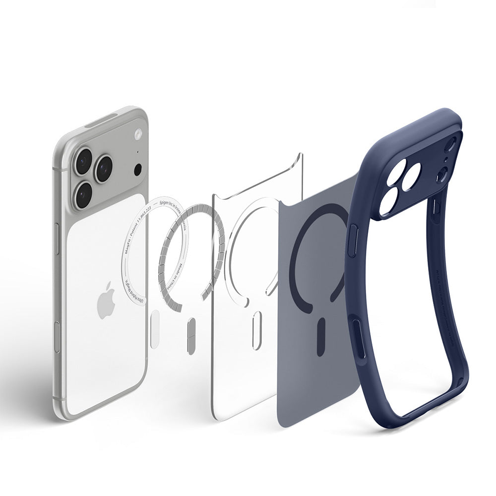 Custodia MagSafe per Apple iPhone 18 Pro Max / 17 Pro Max, Spigen, Ultra Hybrid, Blu Marino Satinato ACS11918