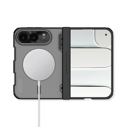 Custodia MagSafe per Apple iPhone Duo, Nillkin, Super Frosted Shield, nera trasparente satinata