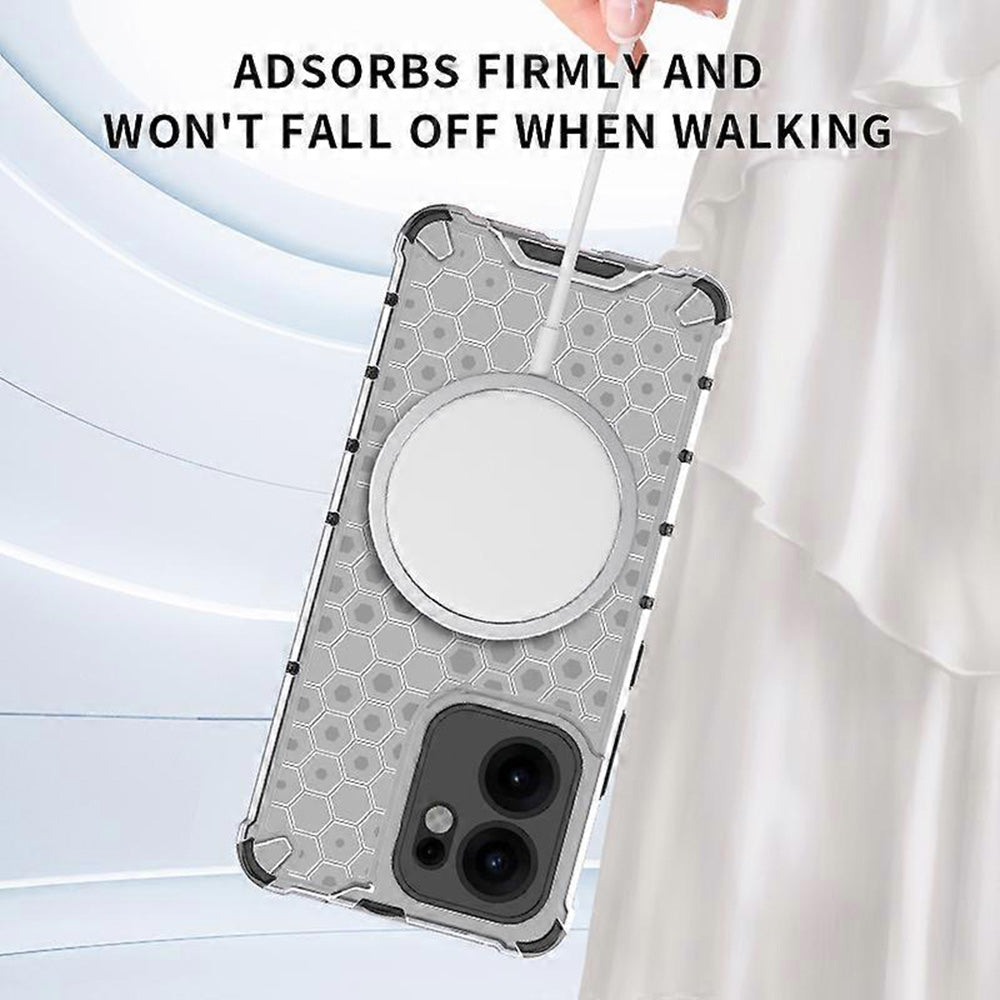 Custodia MagSafe per Oppo Reno13 FS 5G / Reno13 F 4G / Reno13 F, Techsuit, HoneyComb Shield, Bianca