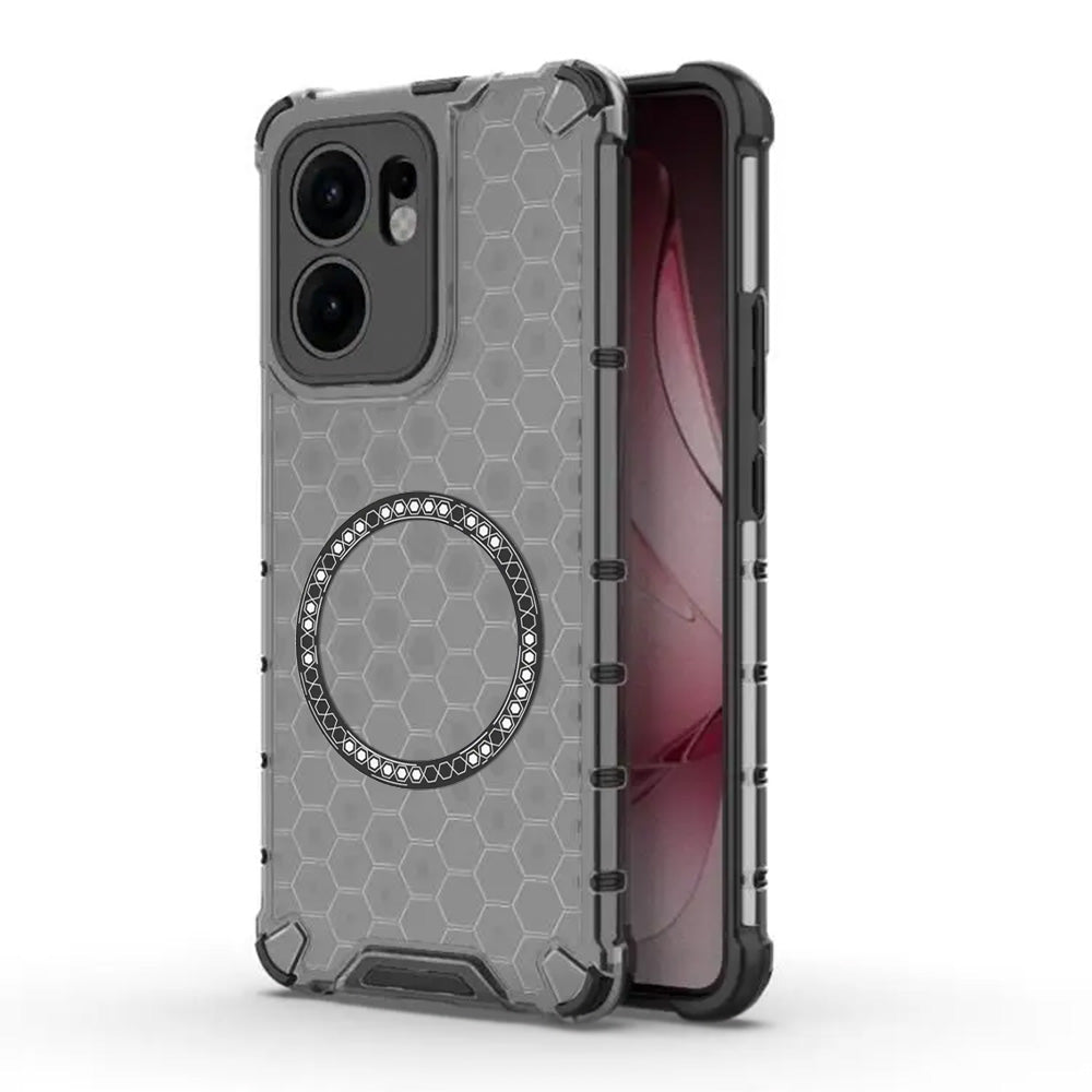 Custodia MagSafe per Oppo Reno13 FS 5G / Reno13 F 4G / Reno13 F, Techsuit, HoneyComb Shield, Nera