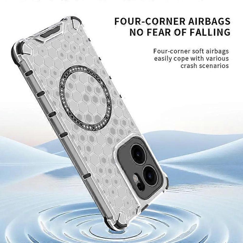 Custodia MagSafe per Oppo Reno13 FS 5G / Reno13 F 4G / Reno13 F, Techsuit, HoneyComb Shield, Nera