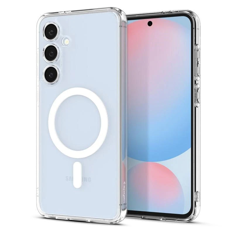 Custodia MagSafe per Samsung Galaxy S24 FE S721, Spigen, anello in metallo ultra ibrido, trasparente