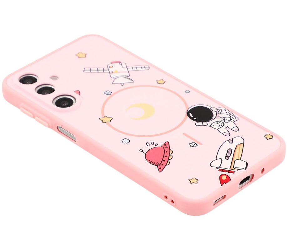 Custodia MagSafe per Samsung Galaxy S25 Ultra S938, OEM, Astronauta Cartoon, Rosa