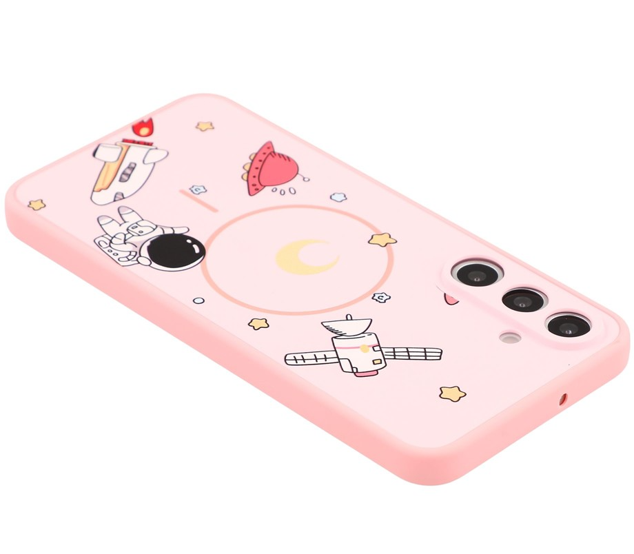 Custodia MagSafe per Samsung Galaxy A16 5G A166 / A16 4G A165, OEM, Astronauta Cartoon, Rosa