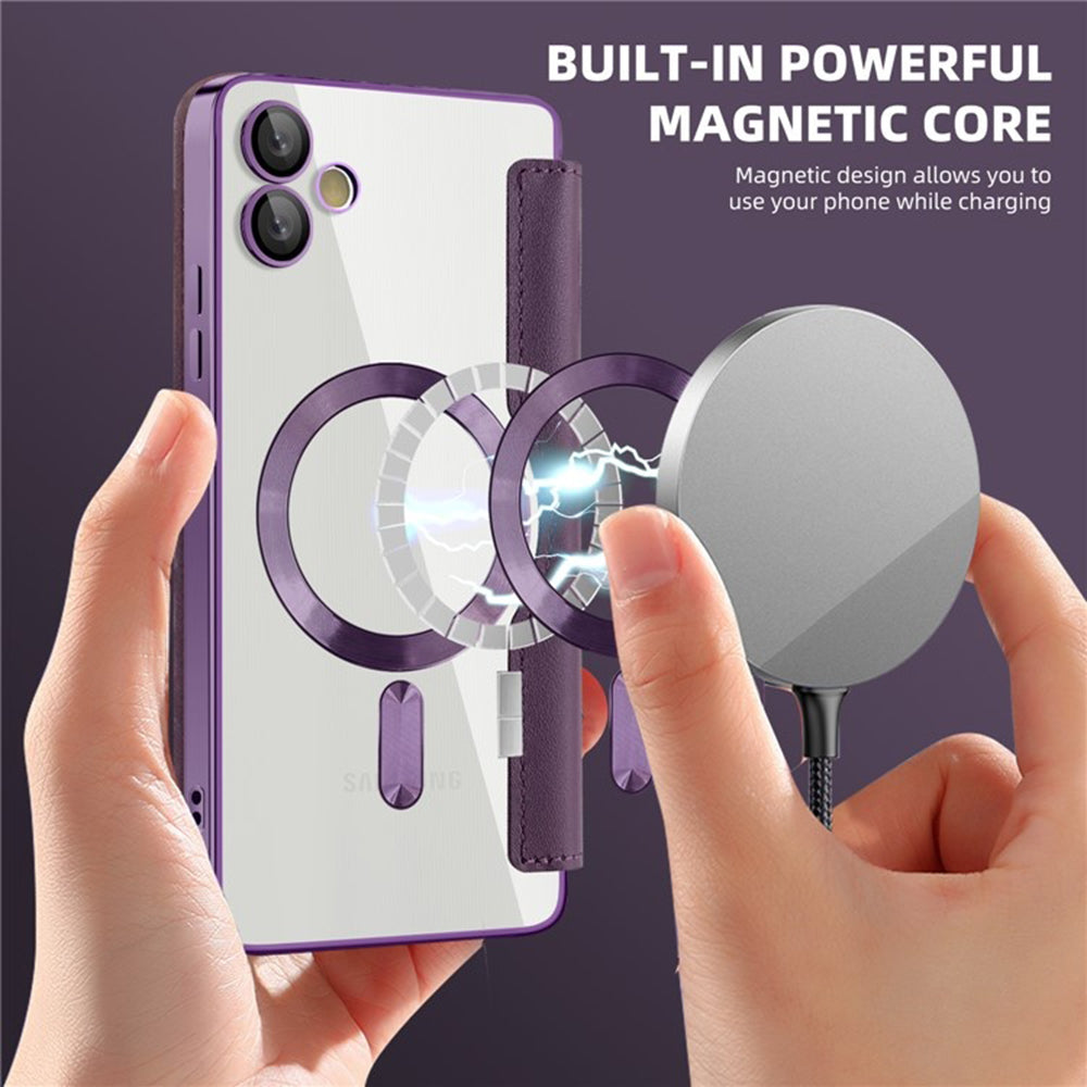 Custodia MagSafe per Samsung Galaxy A05 A055, Techsuit, SmartMag Book, Viola