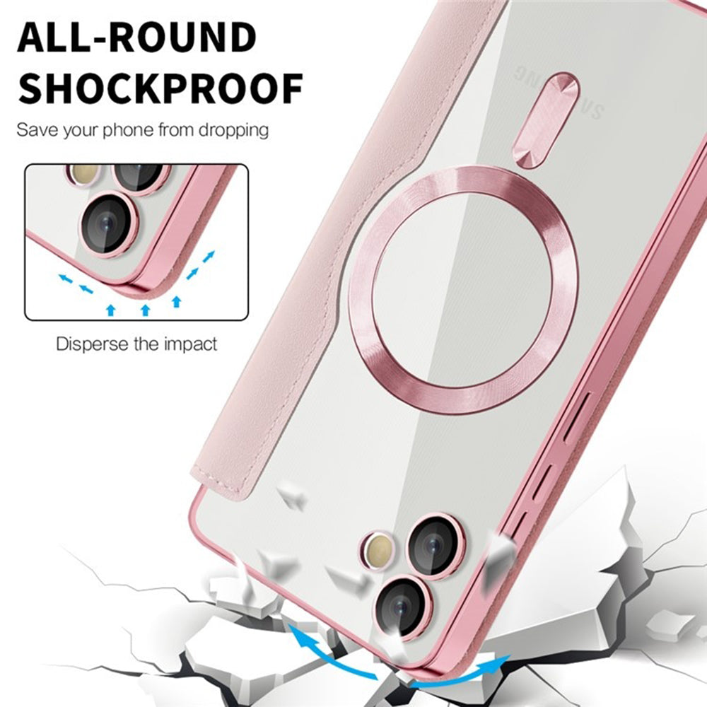 Custodia MagSafe per Samsung Galaxy A05 A055, Techsuit, SmartMag Book, Rosa
