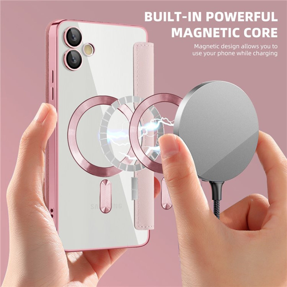 Custodia MagSafe per Samsung Galaxy A05 A055, Techsuit, SmartMag Book, Rosa