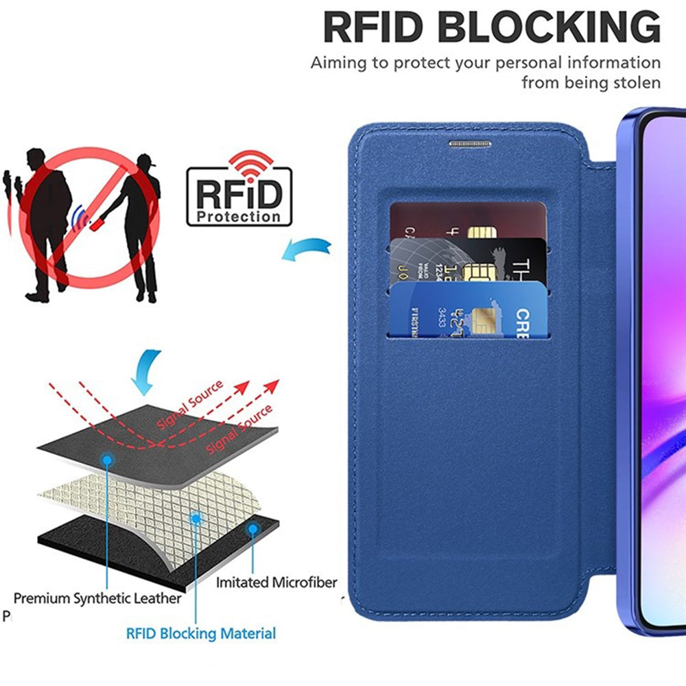 Custodia MagSafe per Samsung Galaxy A05s A057, Techsuit, SmartMag Book, Blu