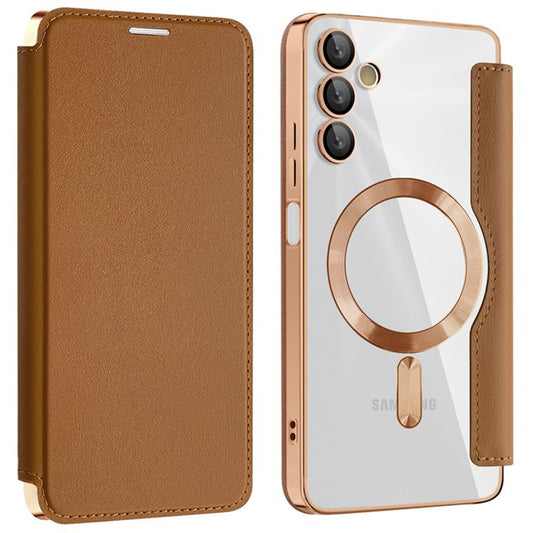 Custodia MagSafe per Samsung Galaxy A05s A057, Techsuit, SmartMag Book, Marrone