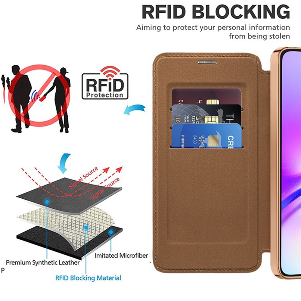 Custodia MagSafe per Samsung Galaxy A05s A057, Techsuit, SmartMag Book, Marrone