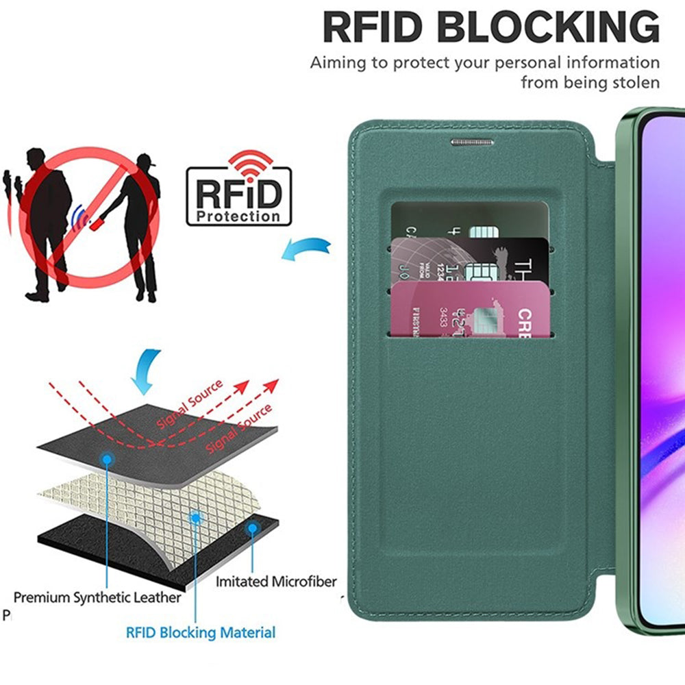 Custodia MagSafe per Samsung Galaxy A05s A057, Techsuit, SmartMag Book, Verde