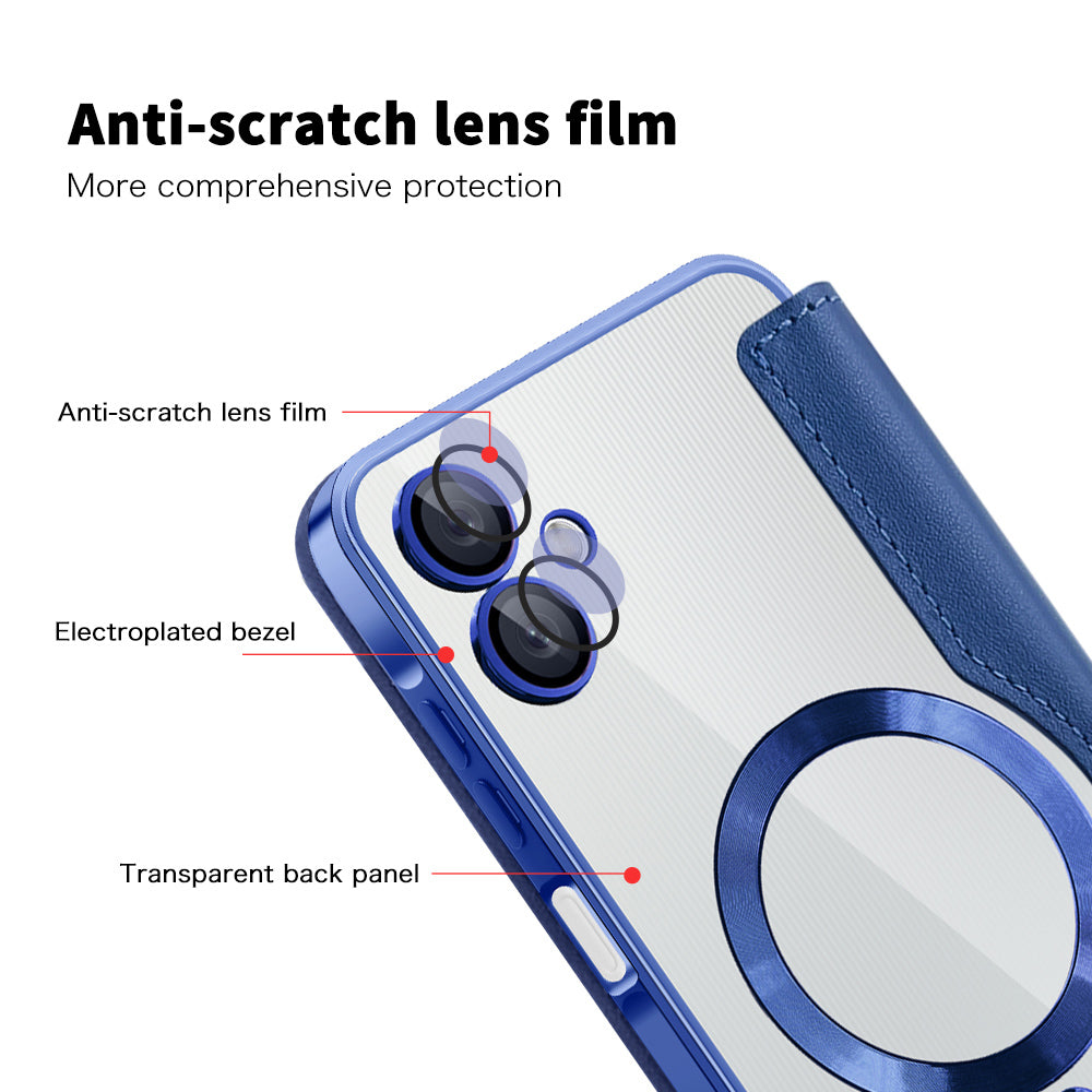 Custodia MagSafe per Samsung Galaxy A06 A065, Techsuit, SmartMag Book, Blu