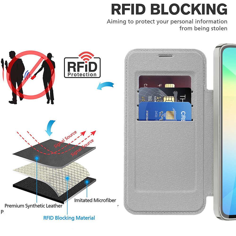 Custodia MagSafe per Samsung Galaxy A06 A065, Techsuit, SmartMag Book, Grigio