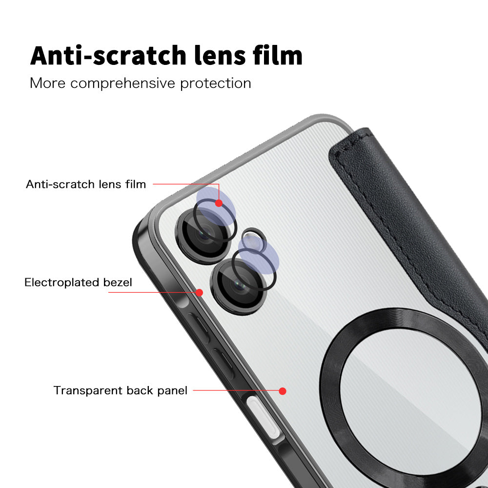 Custodia MagSafe per Samsung Galaxy A06 A065, Techsuit, SmartMag Book, Nera