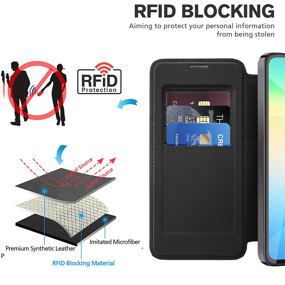 Custodia MagSafe per Samsung Galaxy A06 A065, Techsuit, SmartMag Book, Nera