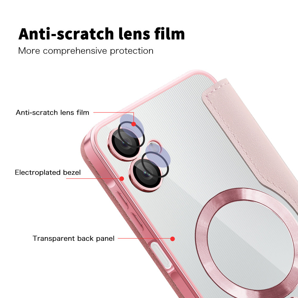 Custodia MagSafe per Samsung Galaxy A06 A065, Techsuit, SmartMag Book, Rosa