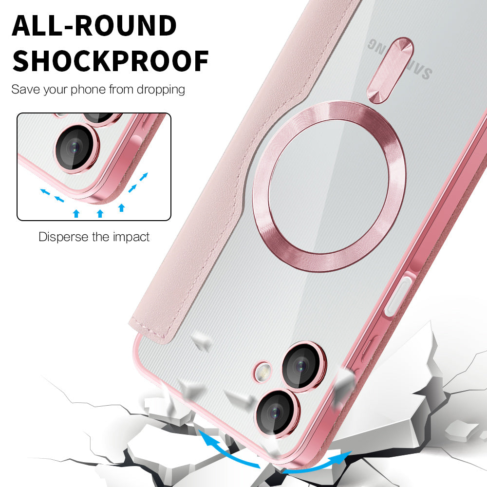 Custodia MagSafe per Samsung Galaxy A06 A065, Techsuit, SmartMag Book, Rosa