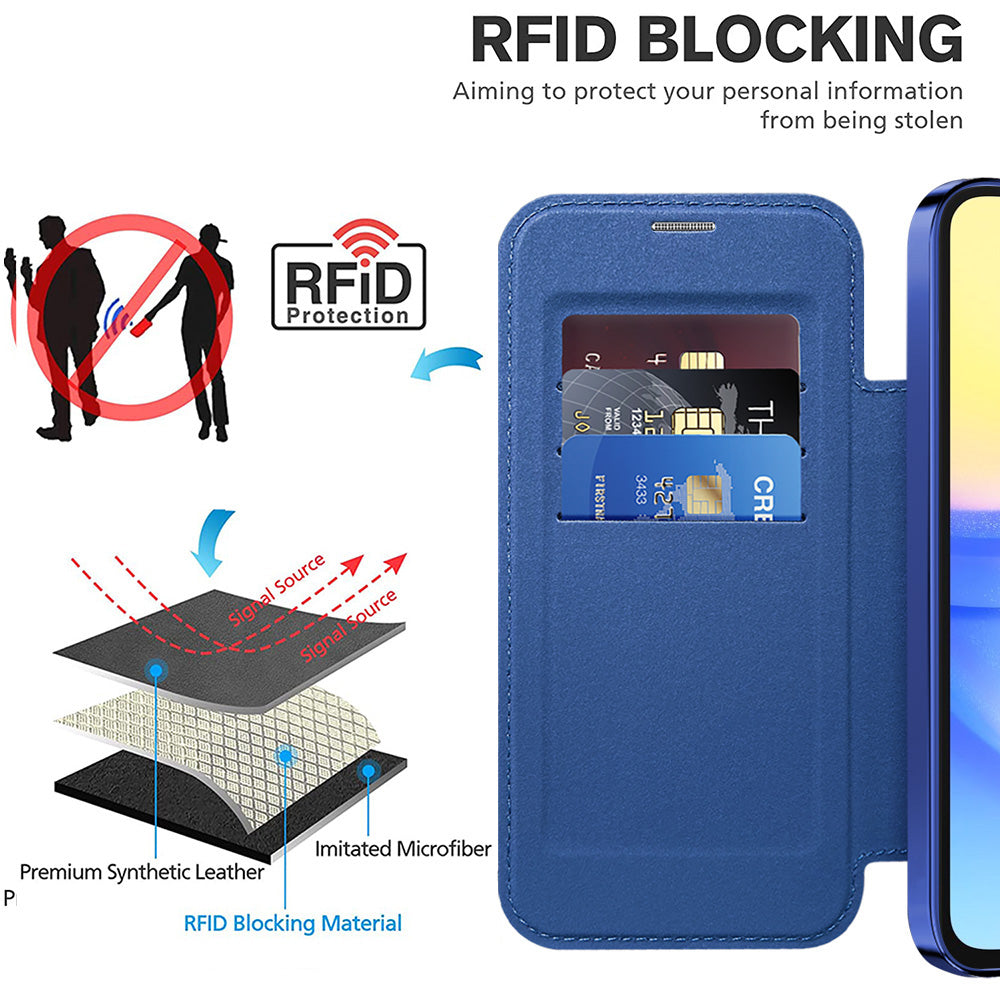 Custodia MagSafe per Samsung Galaxy A15 5G A156 / A15 A155, Techsuit, SmartMag Book, Blu