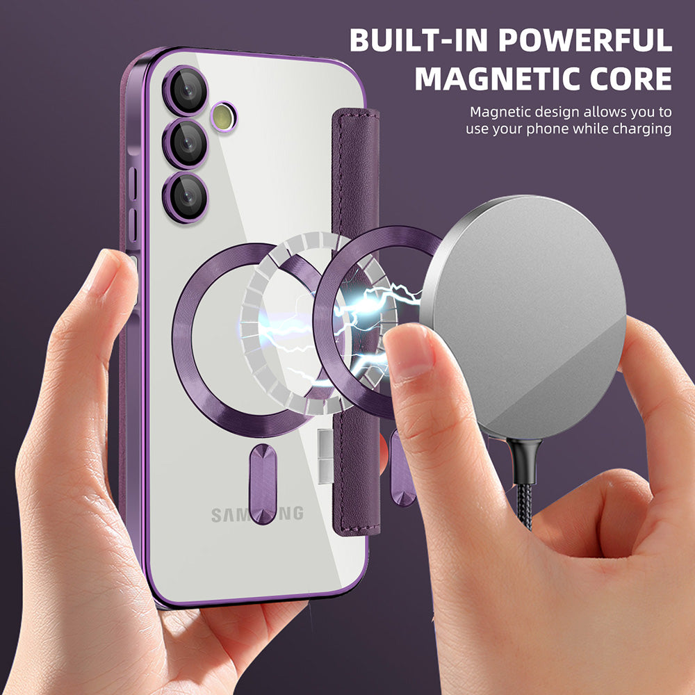 Custodia MagSafe per Samsung Galaxy A15 5G A156 / A15 A155, Techsuit, SmartMag Book, Viola