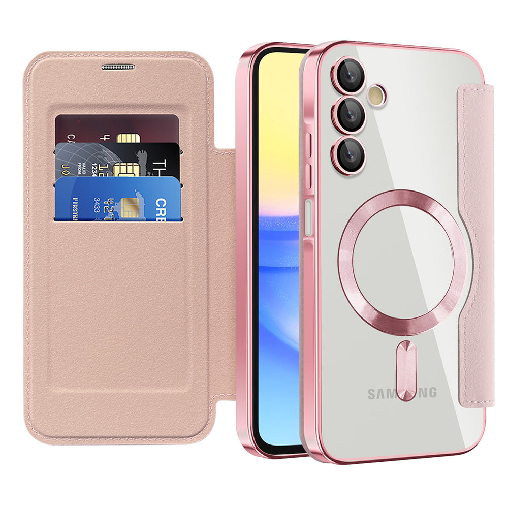 Custodia MagSafe per Samsung Galaxy A15 5G A156 / A15 A155, Techsuit, SmartMag Book, Rosa