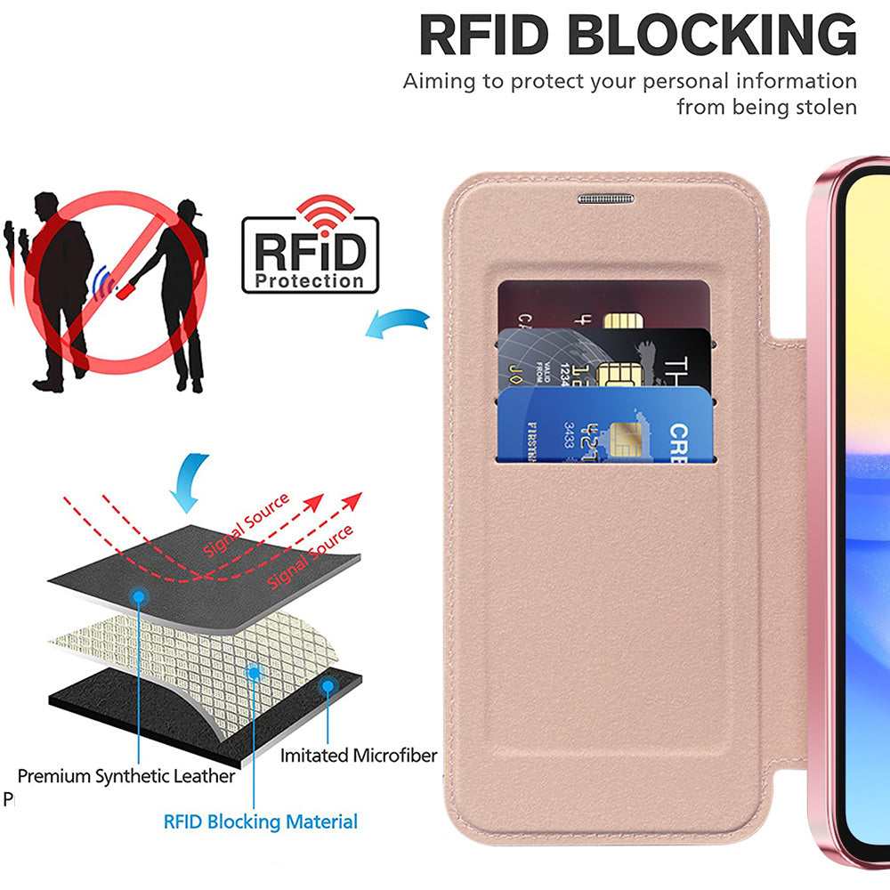 Custodia MagSafe per Samsung Galaxy A15 5G A156 / A15 A155, Techsuit, SmartMag Book, Rosa
