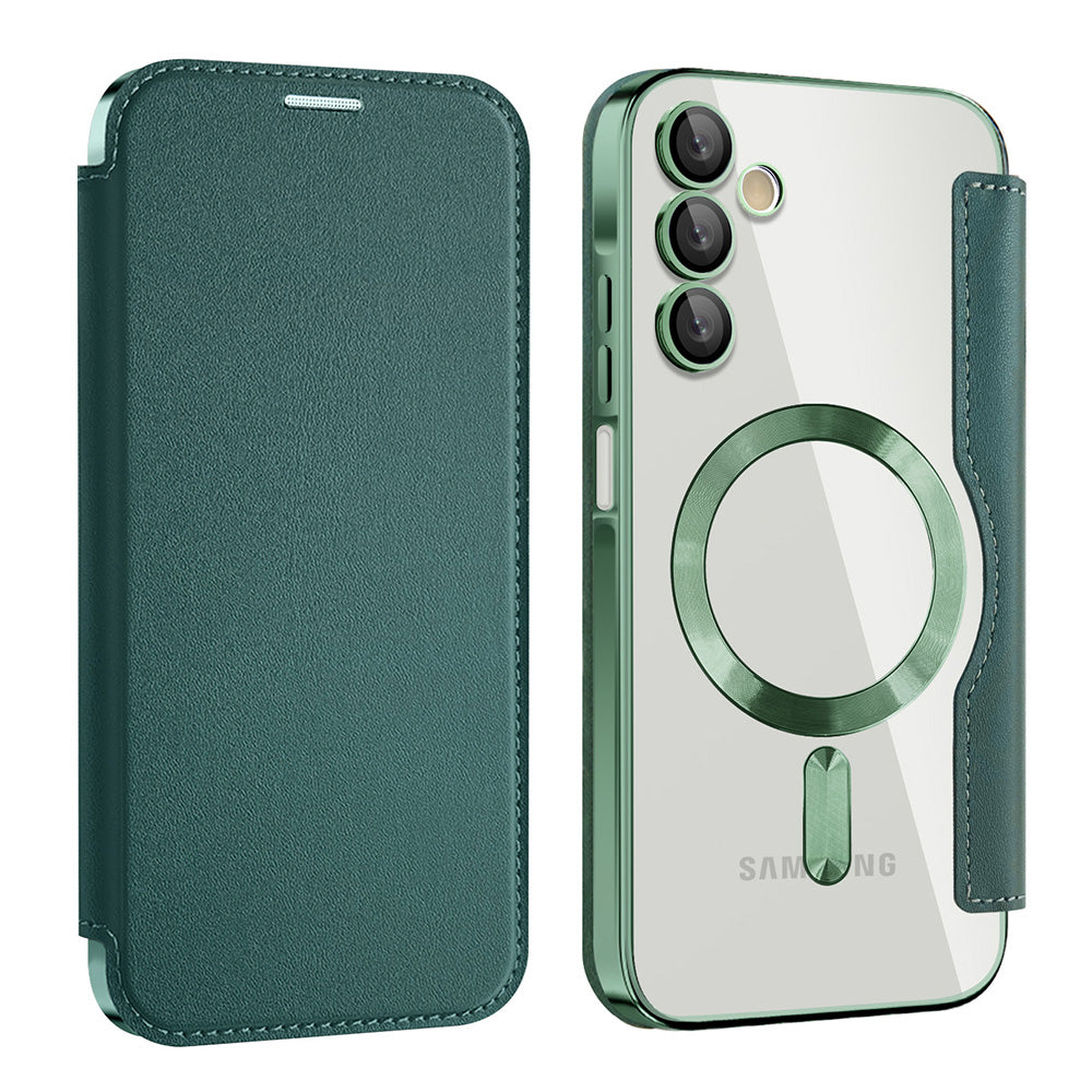 Custodia MagSafe per Samsung Galaxy A15 5G A156 / A15 A155, Techsuit, SmartMag Book, Verde