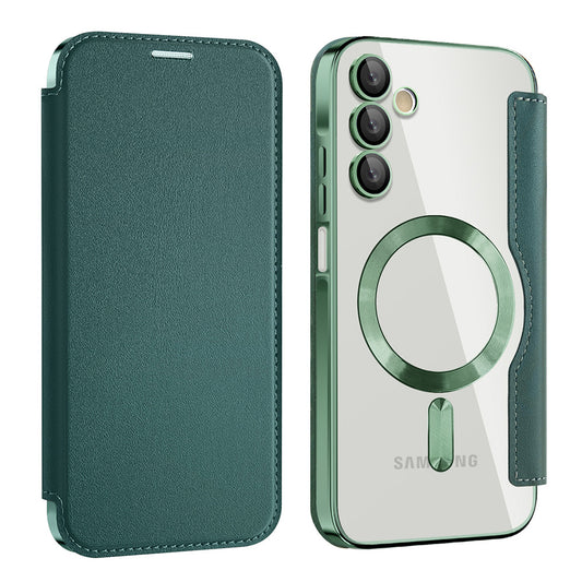 Custodia MagSafe per Samsung Galaxy A15 5G A156 / A15 A155, Techsuit, SmartMag Book, Verde