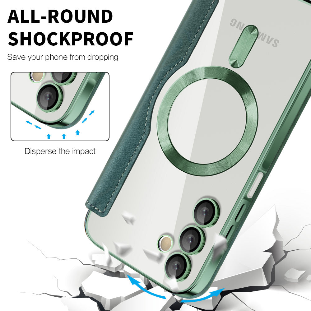 Custodia MagSafe per Samsung Galaxy A15 5G A156 / A15 A155, Techsuit, SmartMag Book, Verde