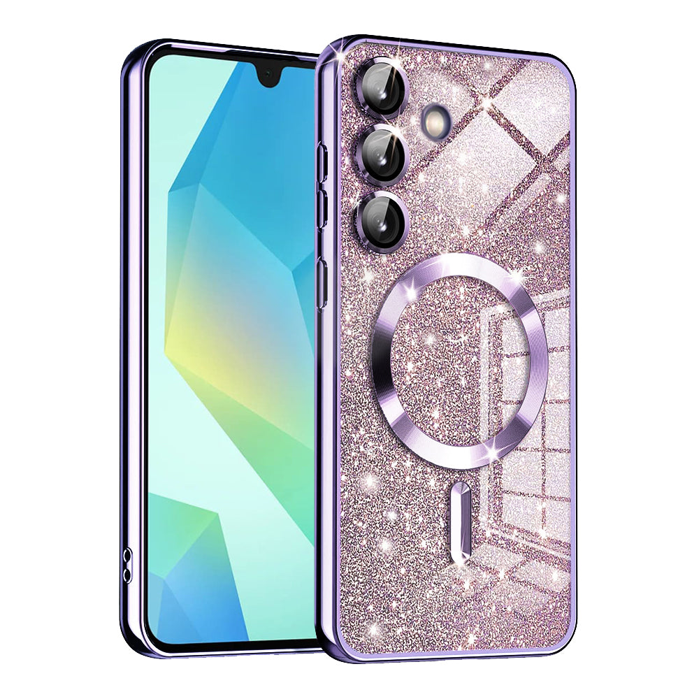 Custodia MagSafe per Samsung Galaxy A16 5G A166 / A16 4G A165, Techsuit, Luxury Glitter, Viola Chiaro