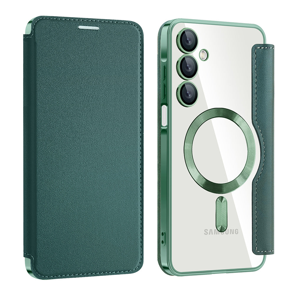 Custodia MagSafe per Samsung Galaxy A16 5G A166 / A16 4G A165, Techsuit, SmartMag Book, Verde