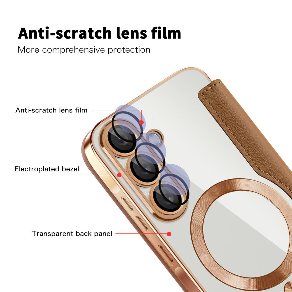 Custodia MagSafe per Samsung Galaxy A26 A266, Techsuit, SmartMag Book, Marrone
