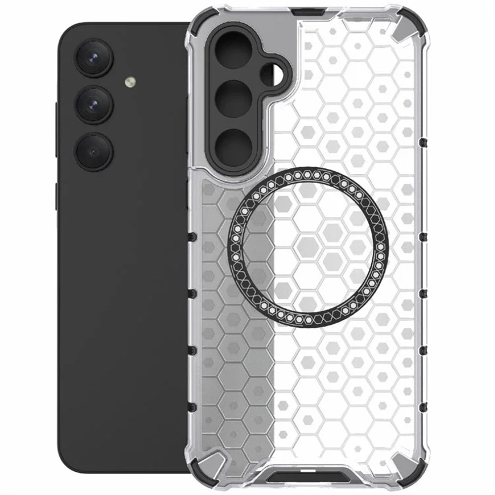 Custodia MagSafe per Samsung Galaxy A35 5G A356, Techsuit, HoneyComb Shield, Bianca