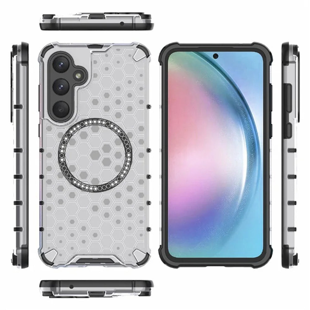 Custodia MagSafe per Samsung Galaxy A35 5G A356, Techsuit, HoneyComb Shield, Bianca