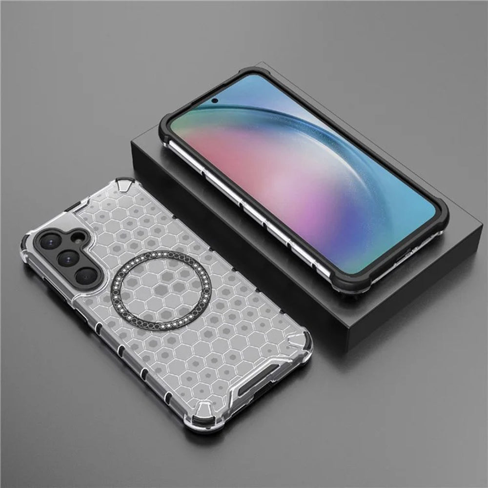 Custodia MagSafe per Samsung Galaxy A35 5G A356, Techsuit, HoneyComb Shield, Bianca
