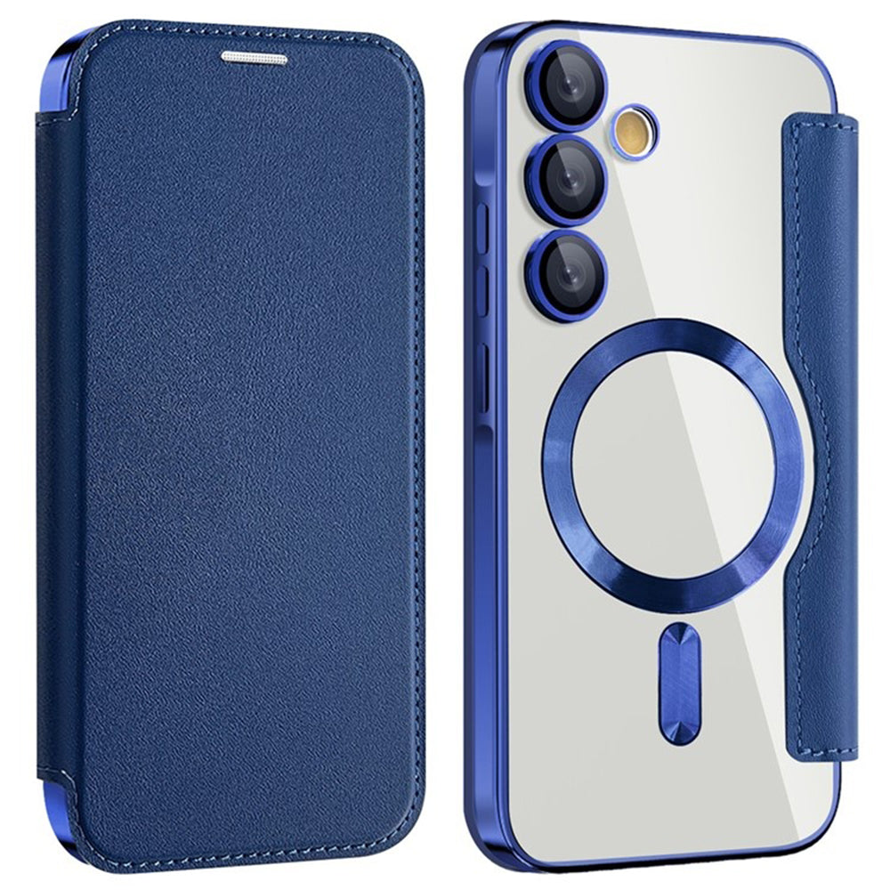 Custodia MagSafe per Samsung Galaxy A35 5G A356, Techsuit, SmartMag Book, Blu