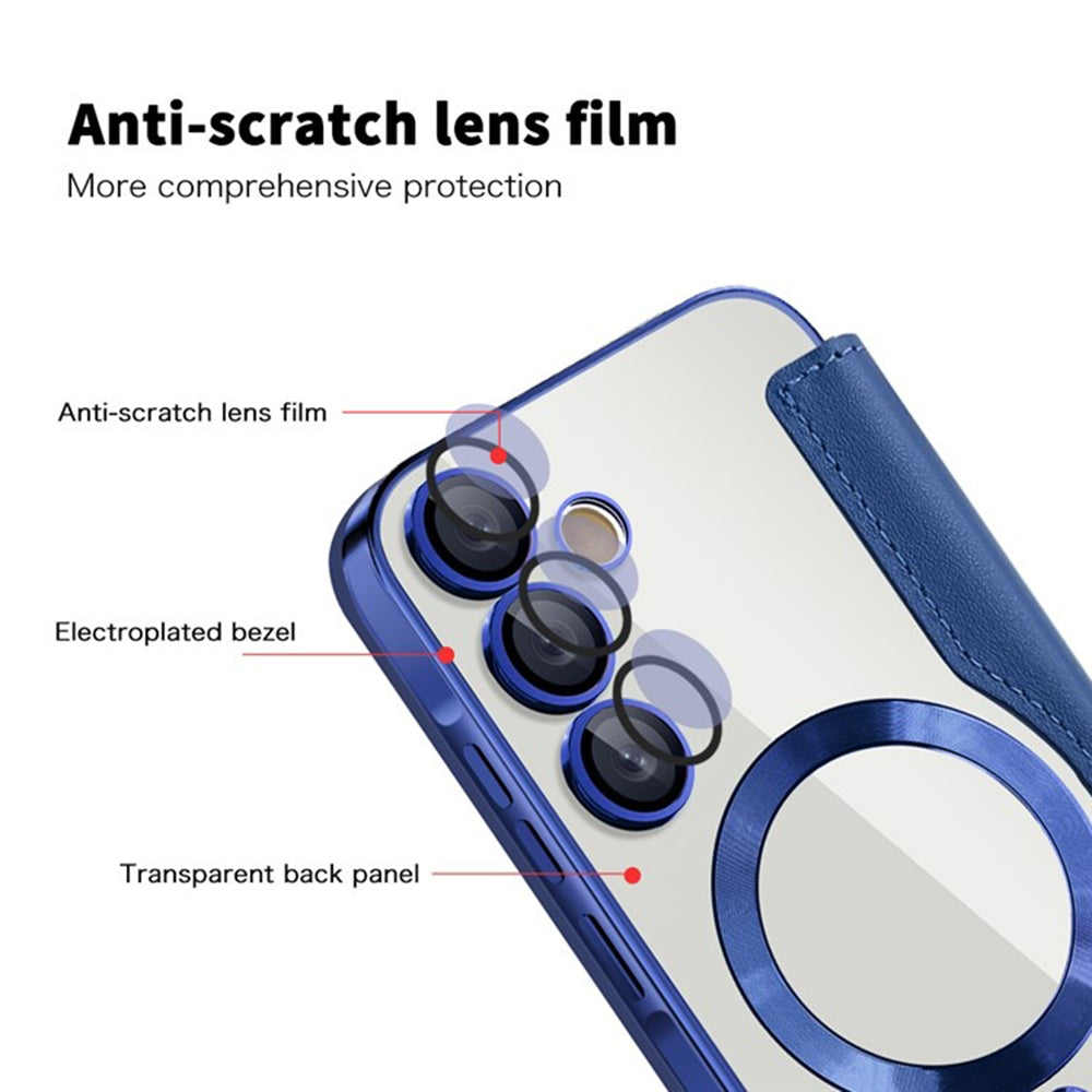 Custodia MagSafe per Samsung Galaxy A35 5G A356, Techsuit, SmartMag Book, Blu
