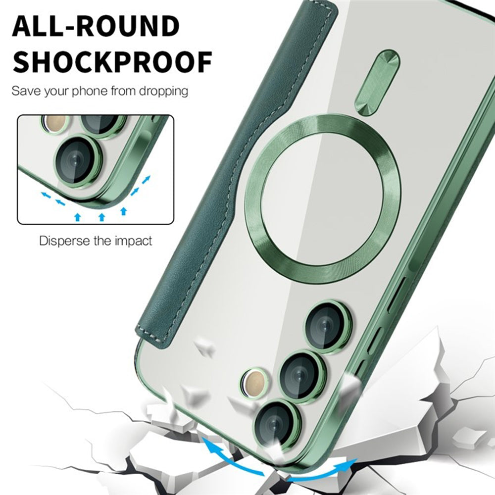Custodia MagSafe per Samsung Galaxy A35 5G A356, Techsuit, SmartMag Book, Verde