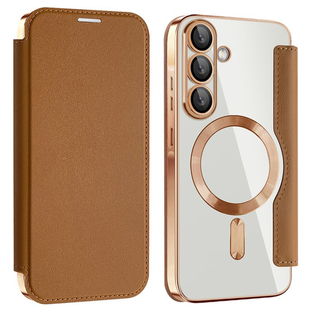 Custodia MagSafe per Samsung Galaxy A36 A366, Techsuit, SmartMag Book, Marrone